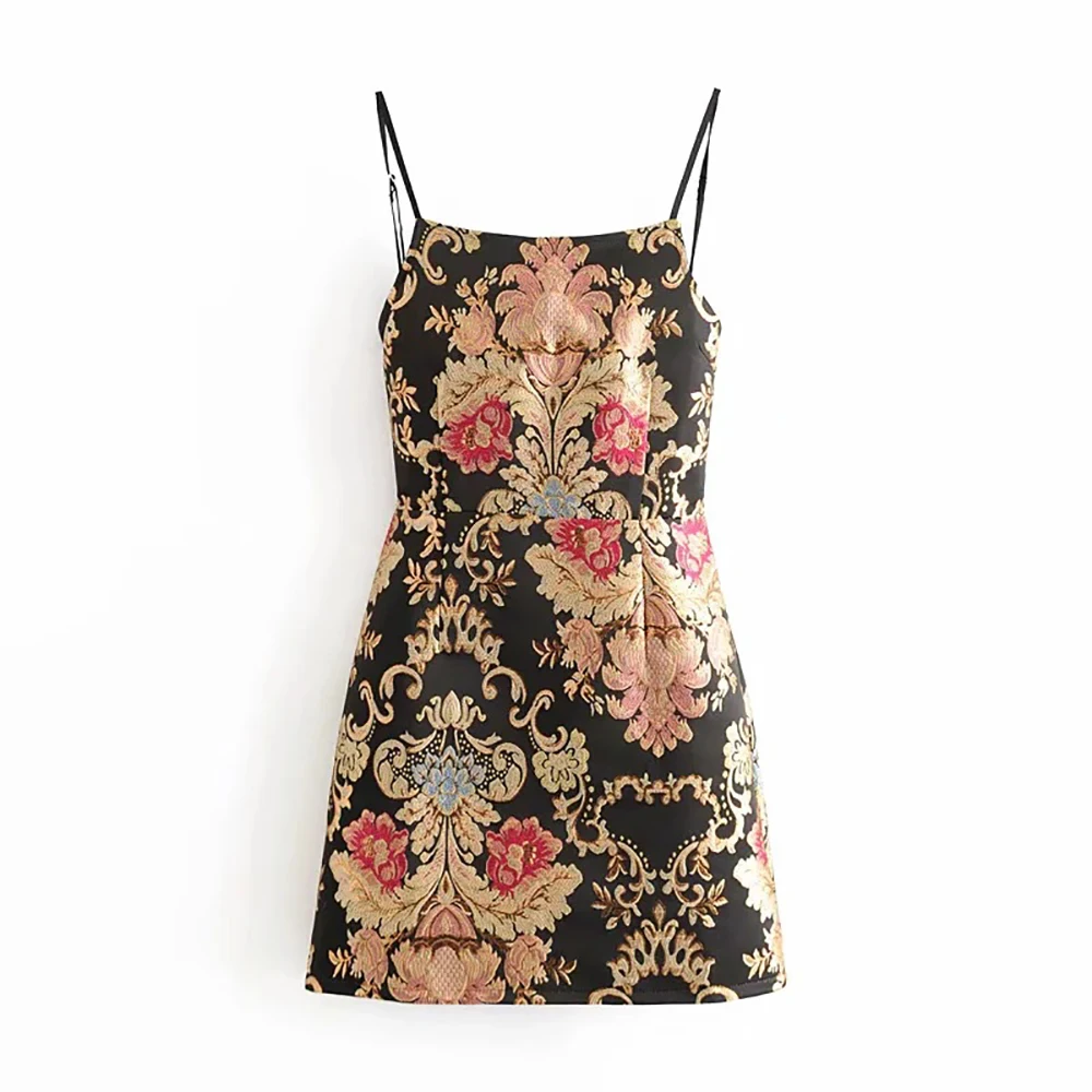 Летнее женское элегантное жаккардовое платье с цветочным узором облегающее