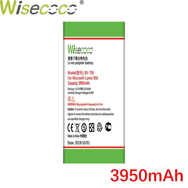 WISECOCO BV-T5E BVT5E BV T5E 3950 мАч аккумулятор для microsoft Lumia 950 RM-1106 RM-1104 RM-110 аккумулятор высокого качества