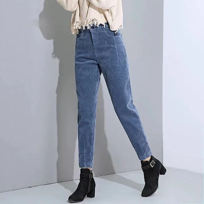 

Zoulv Women Girls Fashion High Waist Sweatpant Casual Loose Long Plus Velvet Warm Trousers Autumn Winter Corduroy Harem Pants