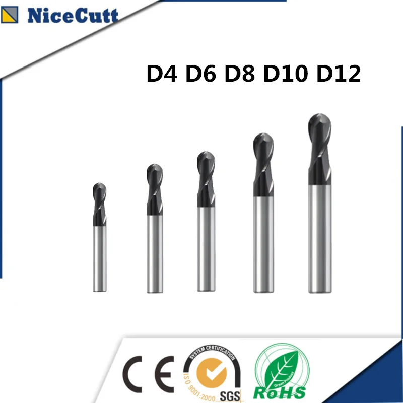 Концевая фреза D4 D6 D18 D10 Helix 2 Флейта HRC32 48 фрезерный станок Карбид Вольфрамовая