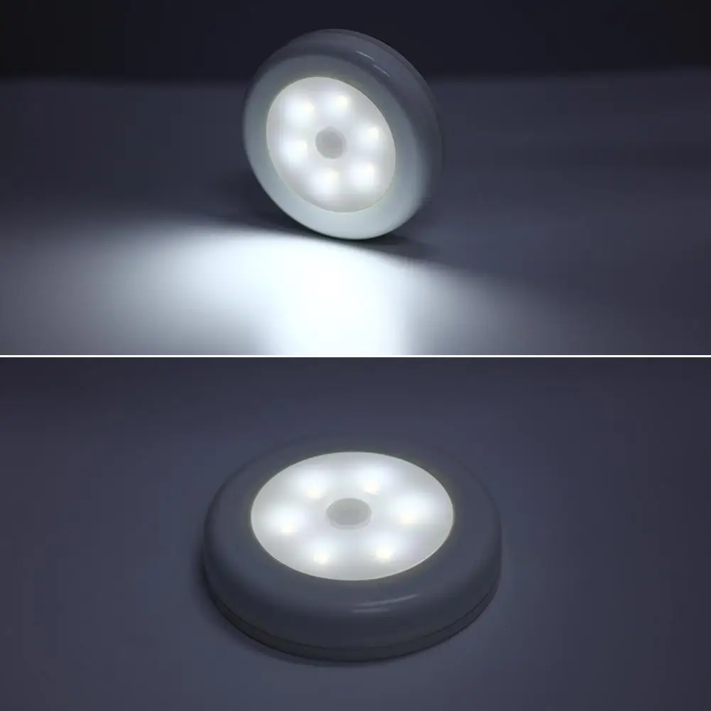 

2Pcs 6 LED Wireless PIR Human Motion Sensor Night Light Sensing Lights Wall Lamp Closet Cabinet Stairs Automatic Lamps