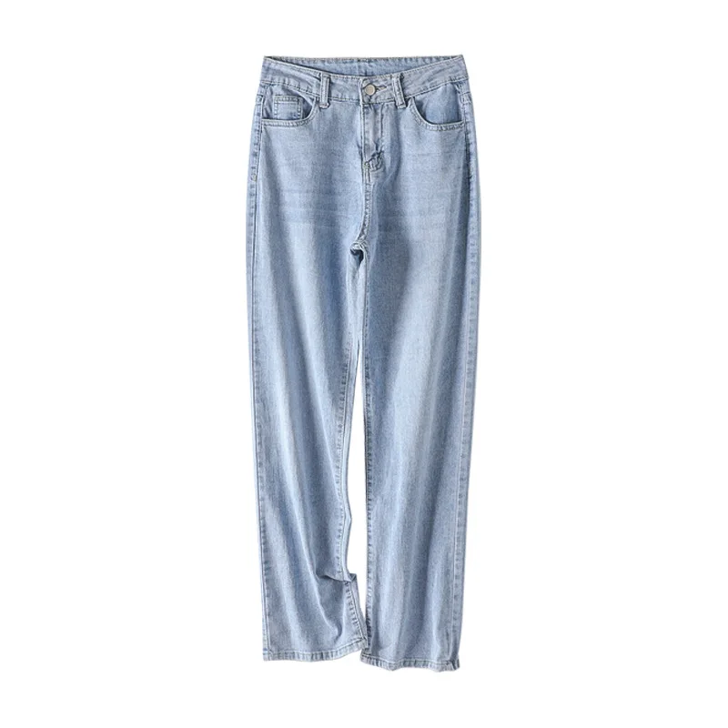 

Women's Wide Leg Jeans 2021 New Korean Style Vertical Feeling Loose Straight Slimming High Waist Denim Trousers