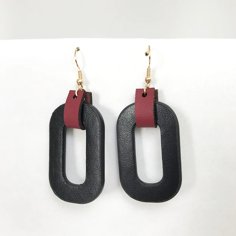 Женские серьги из искусственной кожи Cpop коричневые и синие элегантные с