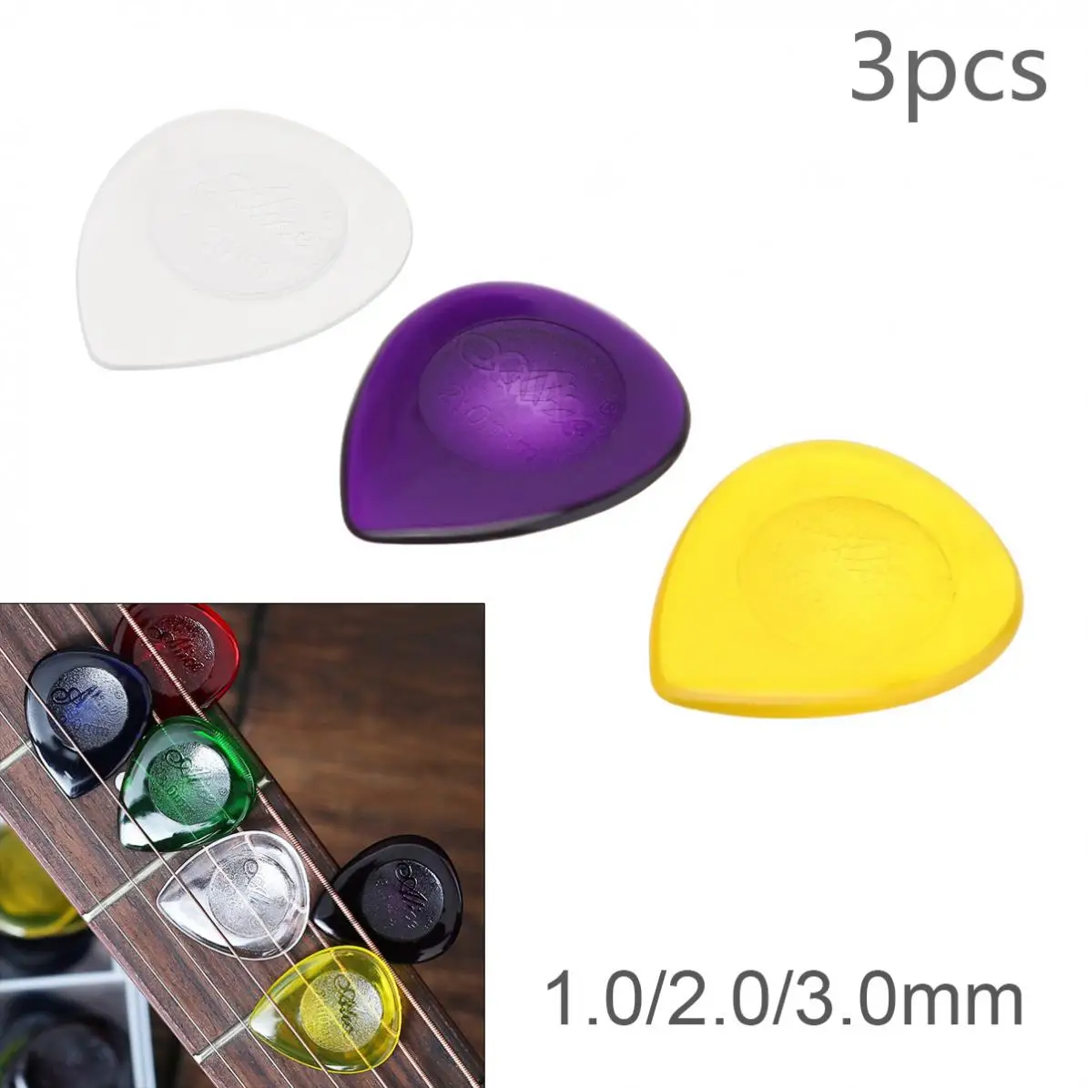 

3pcs/lot Guitar Picks 1.0/2.0 / 3.0mm ABS Transparent Colorful Skidproof Water Droplets Shape Plectrum for Guitar Bass Ukulele