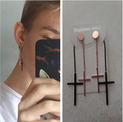 

Fashion Korean Women Drop&Dangle Earrings Stainless Steel Cross Earrings Pendientes aretes de mujer Jewelry 2021