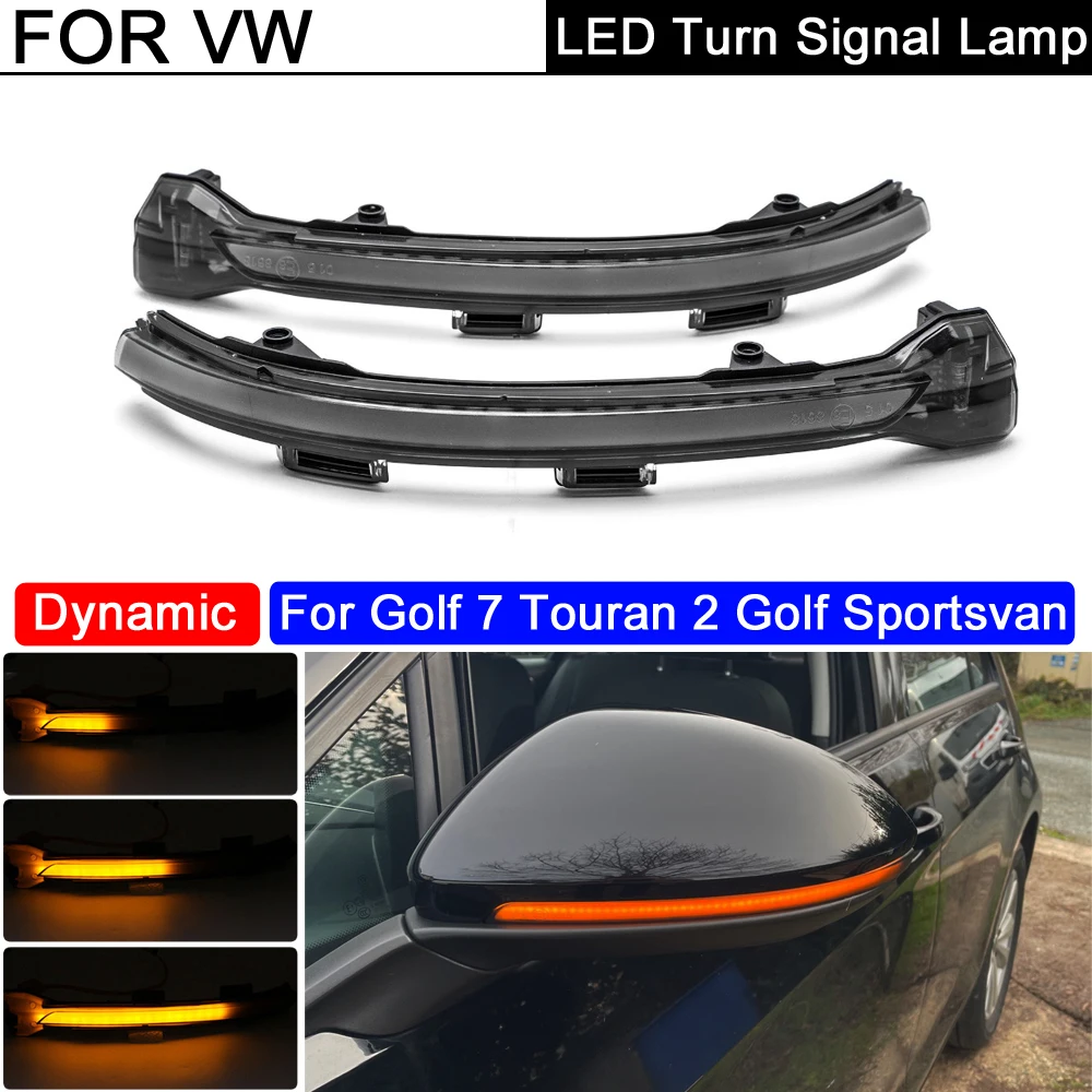 

2Pcs Error Free LED Side Rearview Mirror Light Dynamic Amber Turn Signal Indicator Lamp For VW Golf 7 Golf Sportsvan Touran MK2
