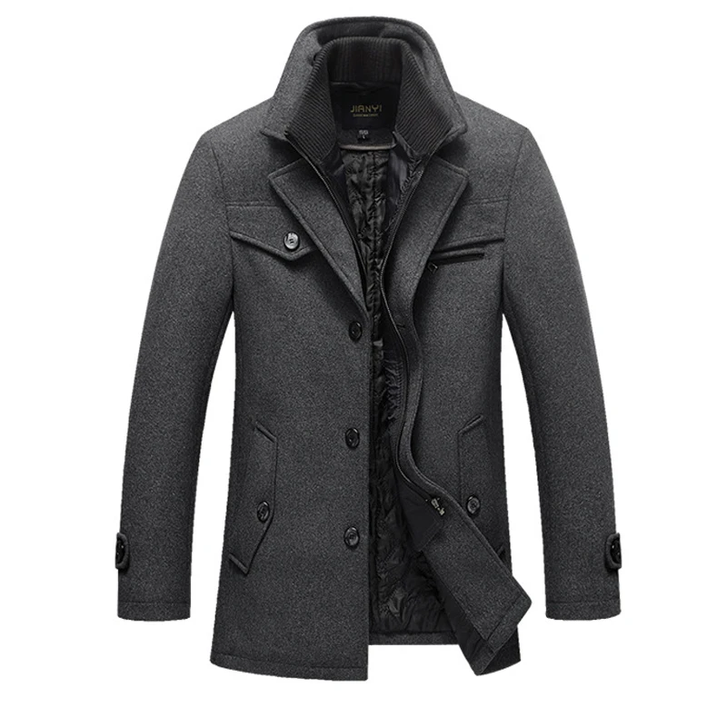 

Drop shipping YiYimerci New Winter Wool Coat Slim Fit Jackets Mens Casual Warm Outerwear Jacket and Coat Men Coat Size M-4XL