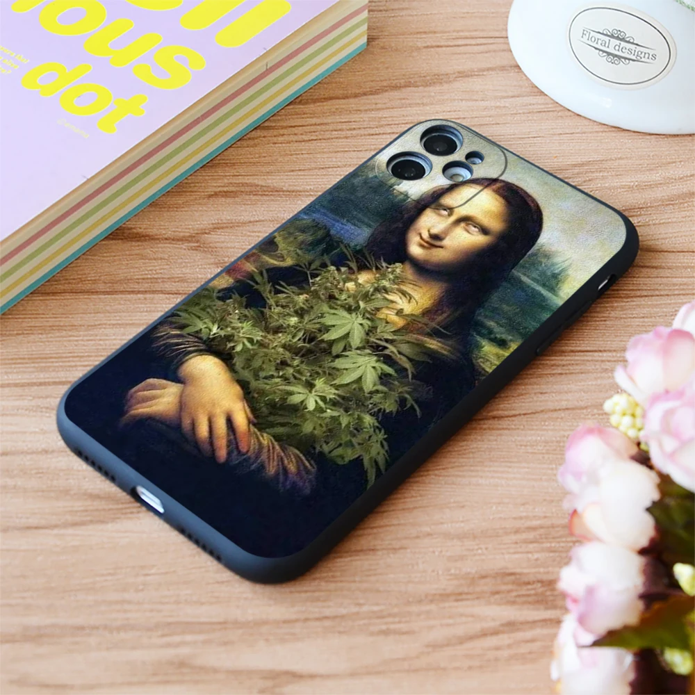 

For iPhone Coffee And Cigarettes Mona Lisa Print Soft Matt Apple iPhone Case 6 7 8 11 12 Plus Pro X XR XS MAX SE