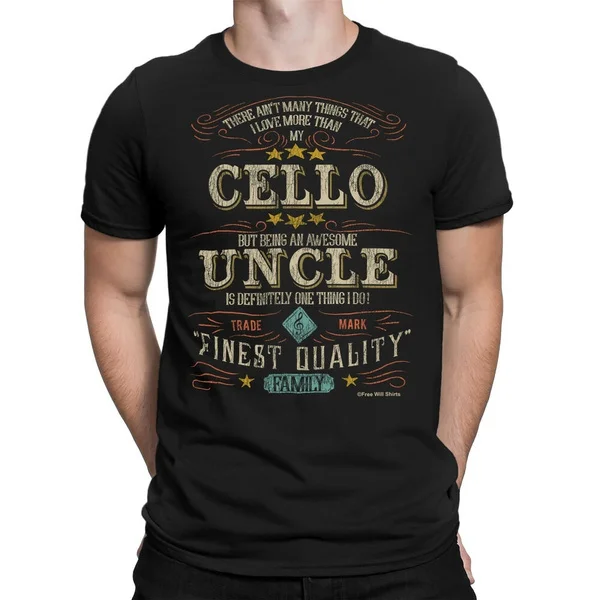 

Cello UNCLE Mens T-Shirt FAMILY Relations Gift Musician Music Tee Strings New