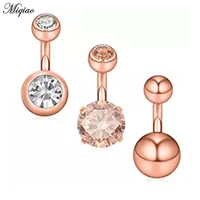 miqiao hot body piercing 3 piece set stainless steel piercing jewelry rose gold navel ring body jewelry for women