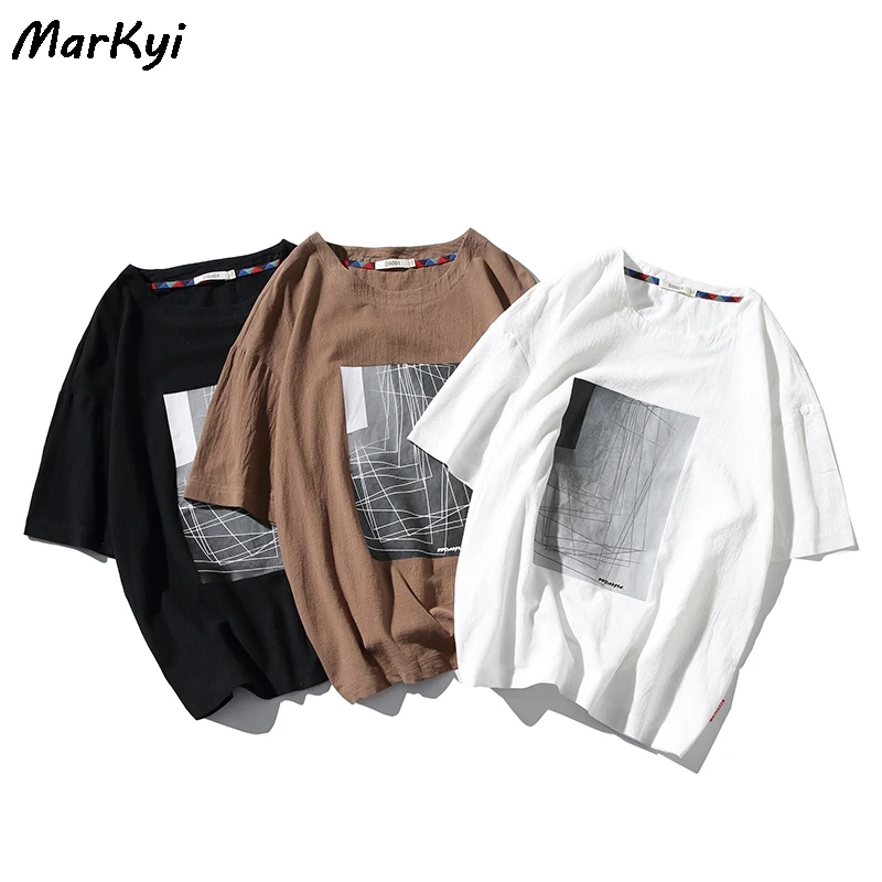 Мужская футболка с короткими рукавами MarKyi белая хлопковая Футболка принтом лето