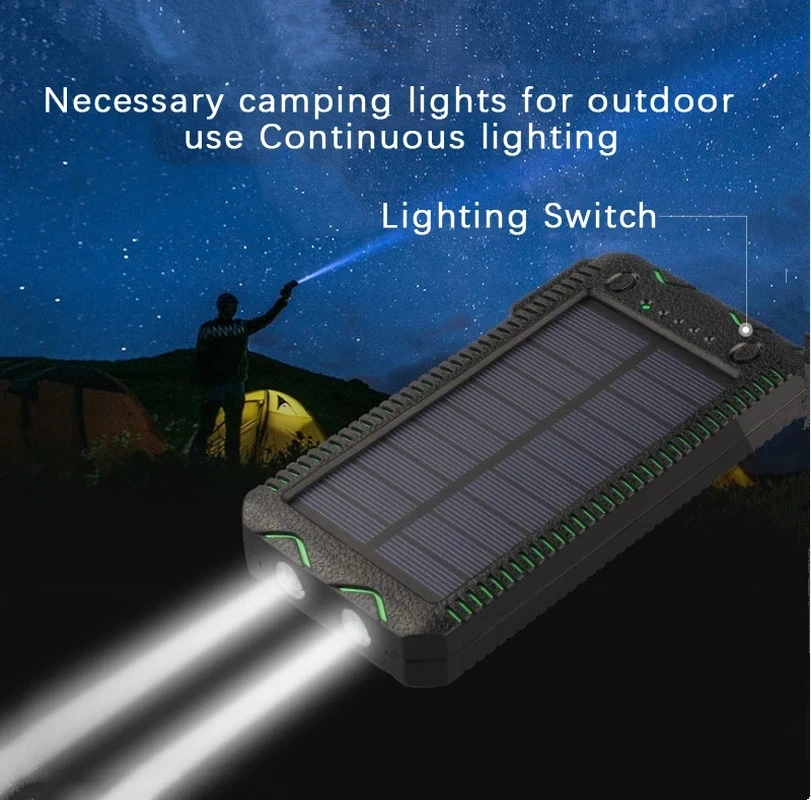 50000mah solar power bank high capacity phone charging power bank with cigarette lighter double usb outdoor emergency charger free global shipping