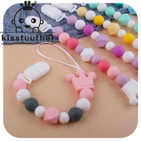 kissteether 1pc food grade silicone baby teethers crown pacifier clip chain dummy chains silicone teething toys for newborn gift