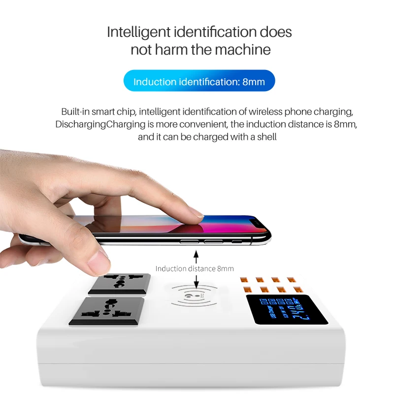 8 ports wireless charger led digital display usb charger for android iphone adapter phone fast charger for xiaomi huawei samsung free global shipping