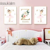 nursery wall art print custom name canvas painting ballet girl poster flowers posters nordic wall pictures baby kids room decor