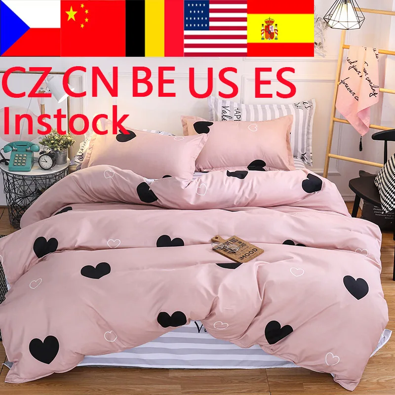3/4 шт. розовый цвет сердце постельное белье с принтом комплект пара постельный