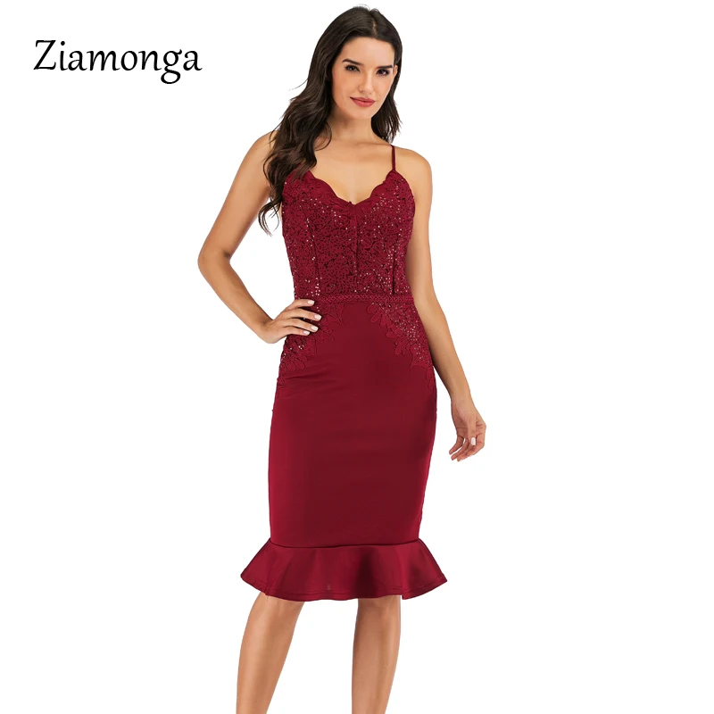 Элегантное кружевное платье Ziamonga с пайетками женские платья V образным вырезом