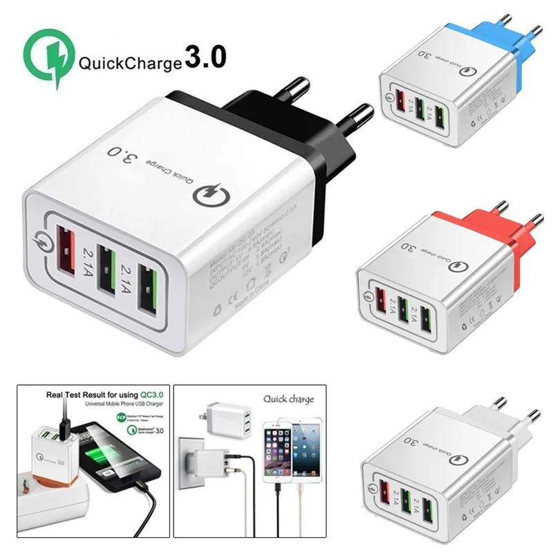 3 порта Быстрая зарядка 3,0 USB зарядное устройство адаптер питания для iPhone/iPad/samsung/Xiaomi/LG/htc мобильных телефонов QC3.0 быстрое зарядное устройство для путешествий