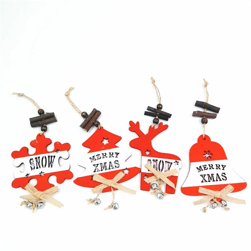 1 шт. деревянный Рождественский красный Лось Снежный колокольчик украшение елки