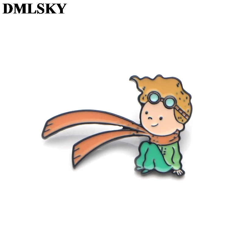 5 DMLSKY Маленький принц Милая брошь мультфильм эмаль булавки для одежды брошь для рюкзака личности булавка ювелирные изделия M2863 - Окраска металла: 5