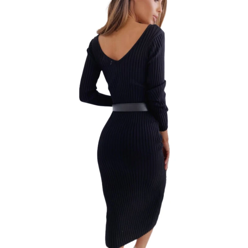 

Knitwear Dresses Vintage Clothing Bodycon Dress Korean Fashion Club Outfits for Women Midi Corset Brown Sexy Sweater Women's