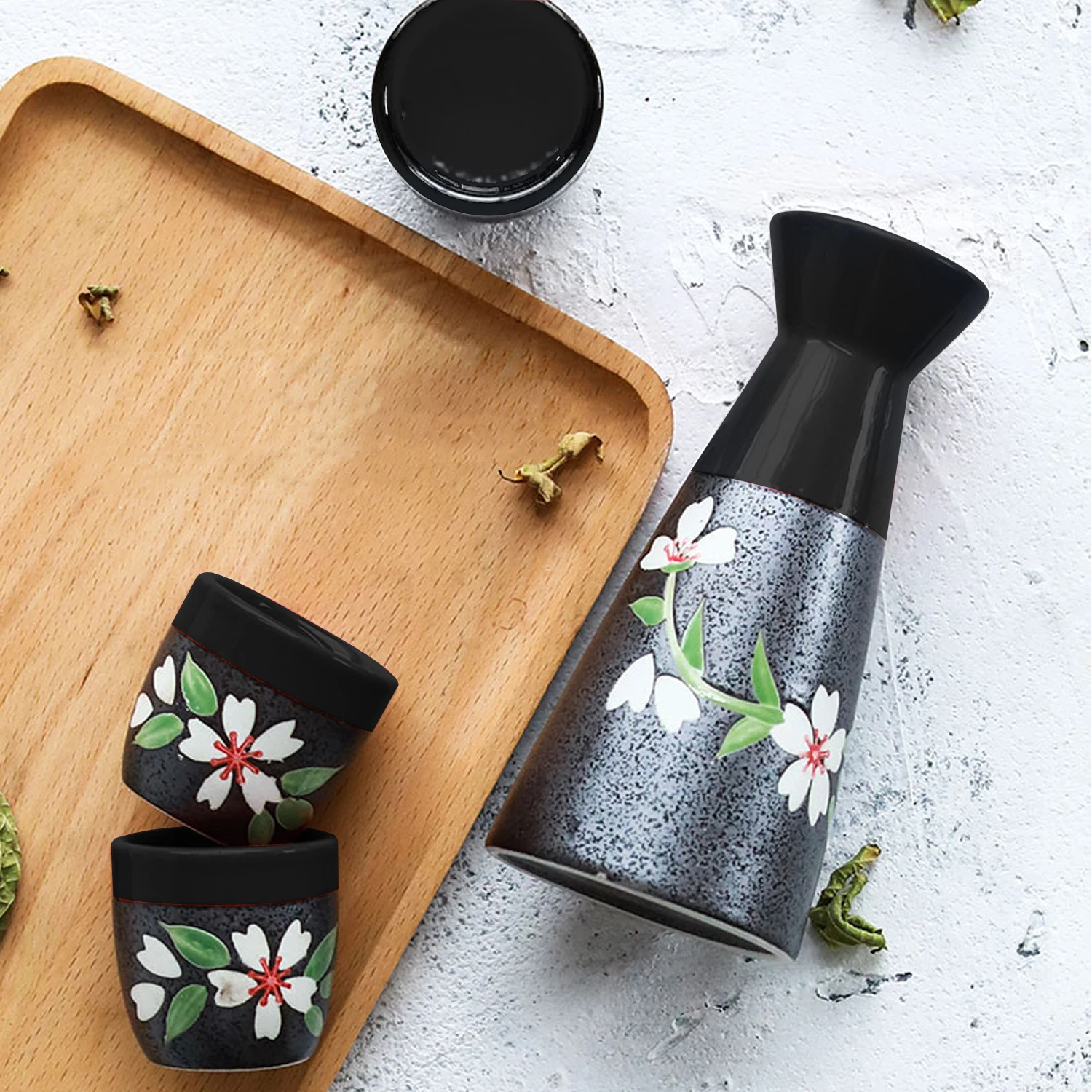 Керамический набор сакэ японского ручной росписи для вина ликера спиртового