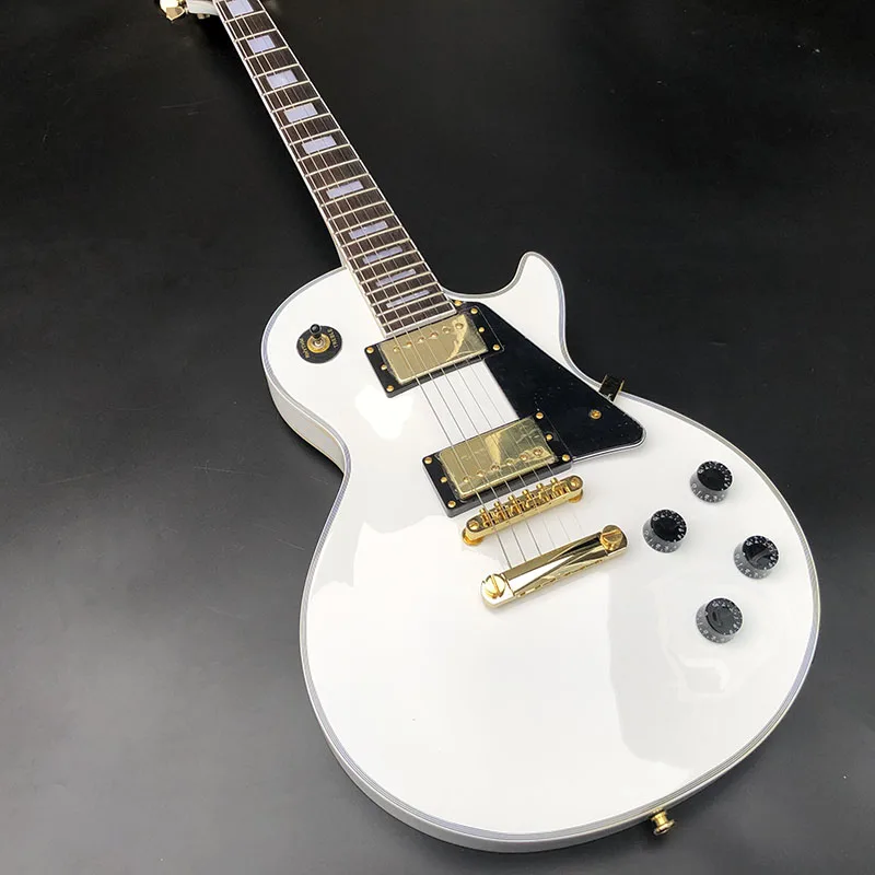 

White Custom Electric Guitar Solid Mahogany Body Rosewood Fingerboard Gold Hardware Free Shipping