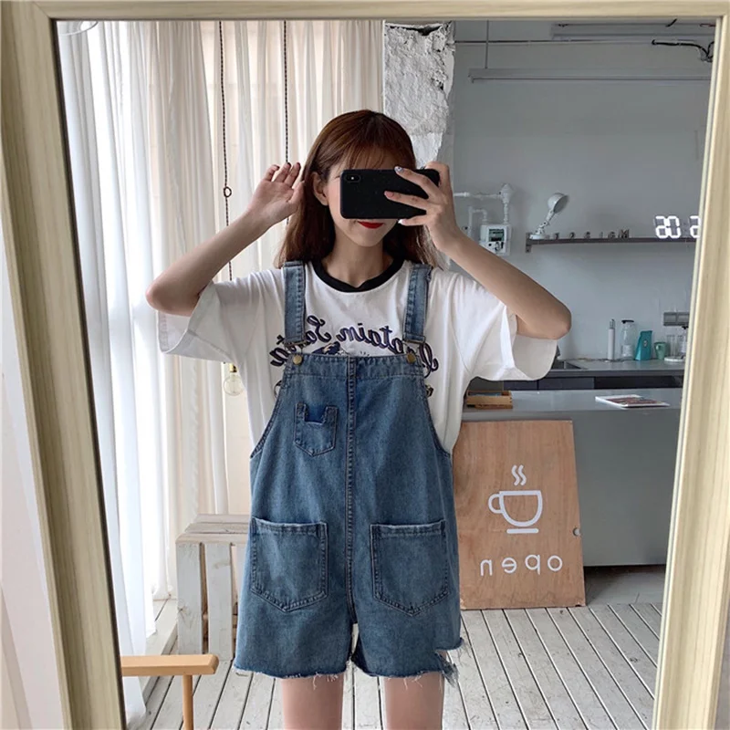 

Summer Jumpsuits For Women 2019 Pocket Women Dungarees Casual Denim Overalls Female Short Jean Jumpsuit For Ladies AA4914