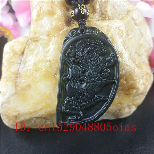 Ожерелье с подвеской из натурального китайского черного и зеленого нефрита