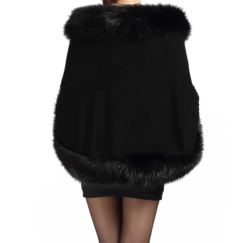 Женское зимнее сексуальное пальто из искусственного меха пончо накидка меховой