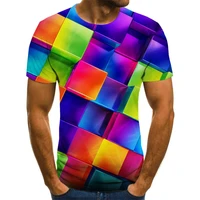 male short sleeve slim fit tops tees t mens geometric 3d three dimensional pattern digital printing t shirt 2020 summer t shirt