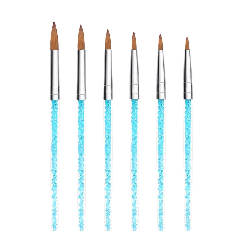 

Nail Tool Brushes, Crystal Nail, Crystal Carving Pen, Blue Transparent Crystal Pen with Diamonds, 6 Sets Foil Nail Art