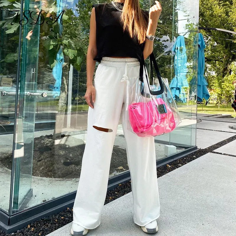 Женский укороченный топ без рукавов FSDA черный костюм-двойка цвета хаки и длинные