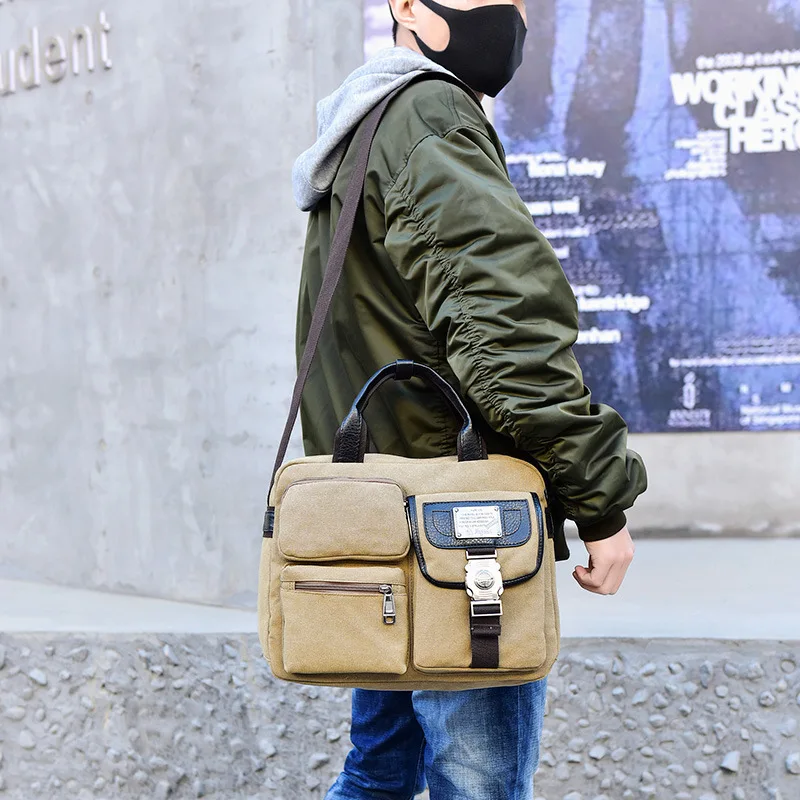 Scione деловая сумка мессенджер для мужчин Студенческая Холщовая Сумка через плечо