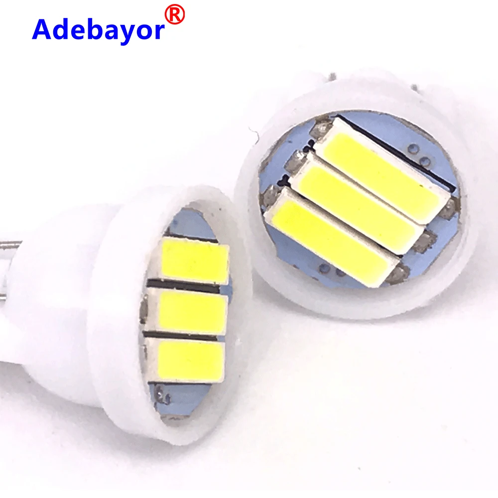 Автомобильный светодиодный w5w 194 T10 3SMD 7020 t10 7014 3smd клиновидный светильник белого