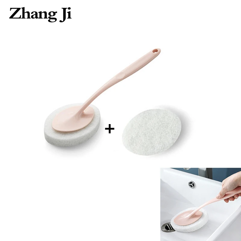 ZhangJi щетка для чистки с длинной ручкой для ванной, кухни, унитаза, губка, качественная губка для чистки, сильная обеззараживание