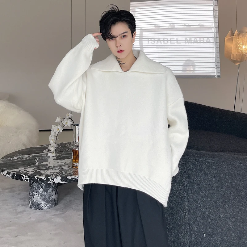 

Autumn Winter Men Large Collar Fall Shoulder Loose Pullover Thick Sweater Man Women Streetwear Fashion Sweater Knitwear
