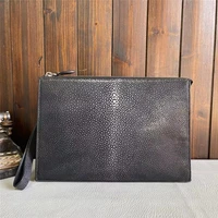 authentic real stingray skin businessmen zip wristlets bag envelop clutch purse genuine exotic leather male large card holders