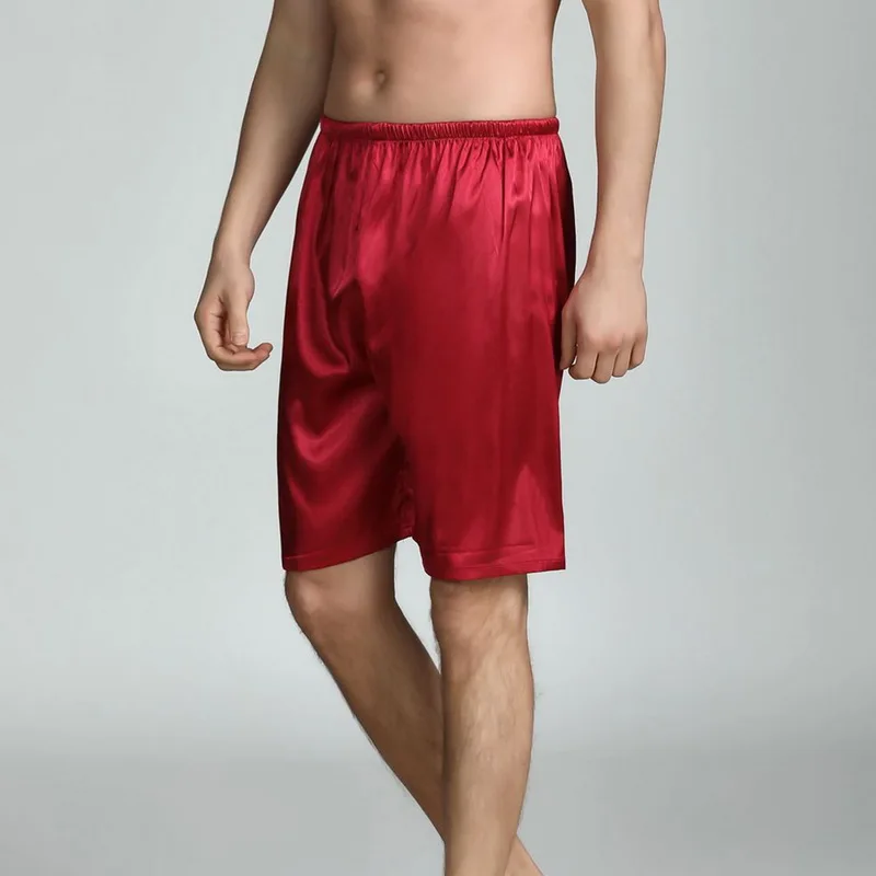 

Comfy Silk Satin Pajama Homewear Shorts Loungewear Soft Home Wear Fashion Summer Sleep Bottoms Men Sleepwear Shorts
