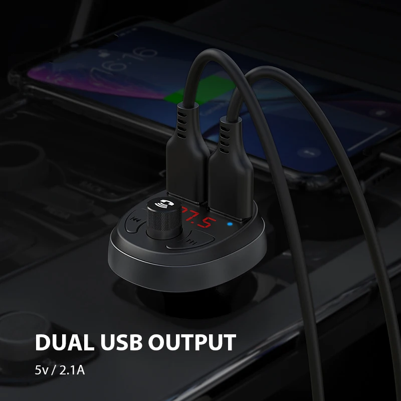 MCDODO fm-передатчик светодиодный двойной зарядное устройство USB Авто Bluetooth 4,2 громкой связи беспроводной автомобильный аудио-MP3-плеер для iPhone Xiaomi