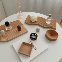 japanese wood tray table spiral wave bread dessert plate food cake kitchen organizer jewelry serving trays desktop decoration