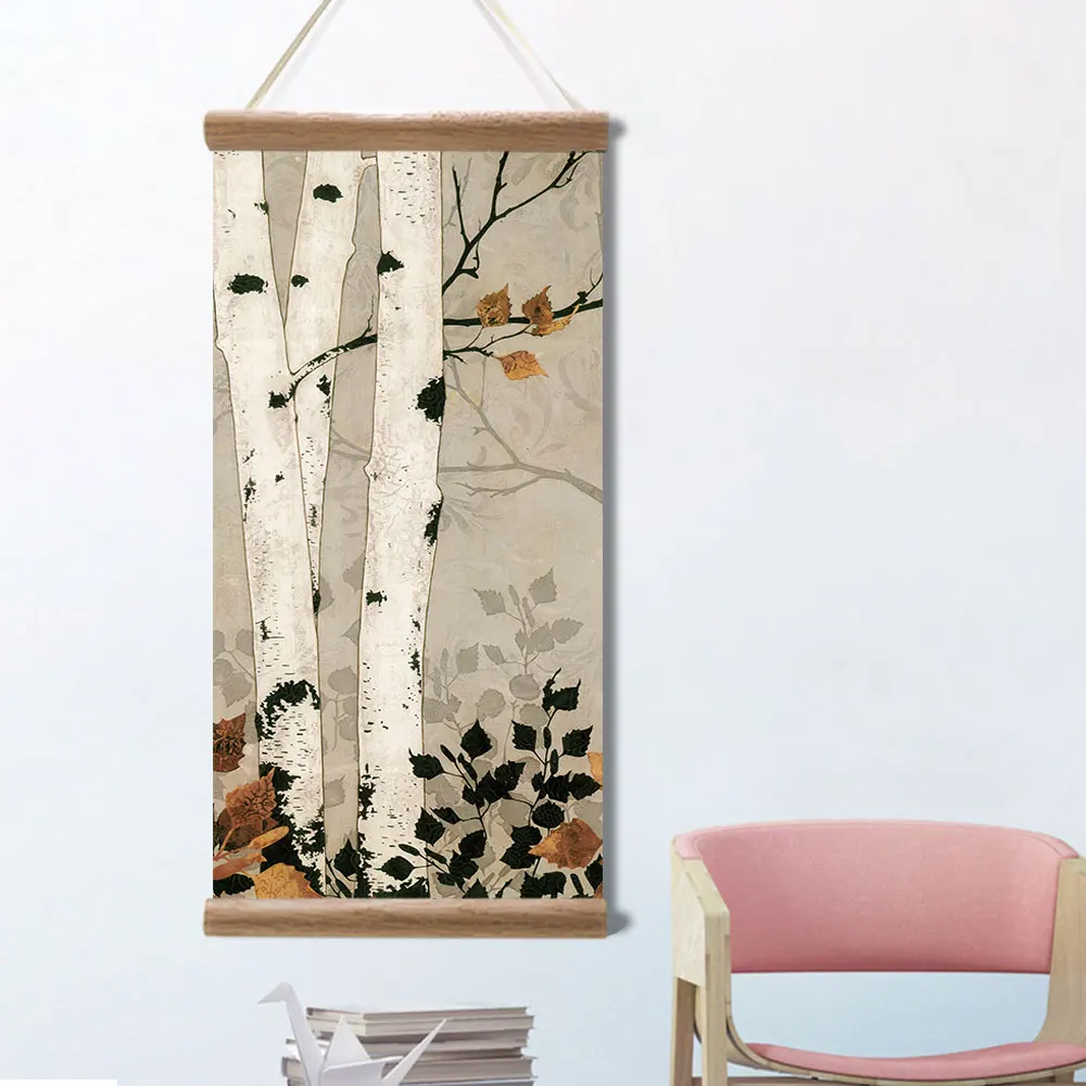 

Forest Picture Canvas Scroll Painting Poster Print Wall Ornamen Art Picture for Living BedRoom Decoration Home Decor with Frame