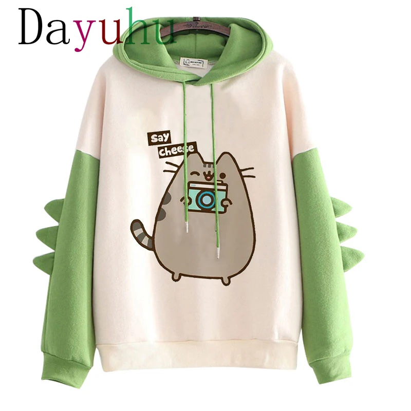 Kawaii Pusheen Кот Harajuku Смешные Мультфильмы толстовки для женщин Ullzang милый корейский