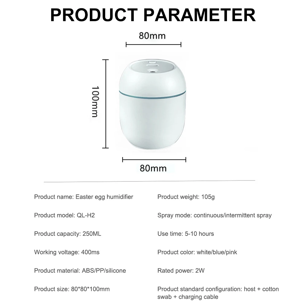 

250ml Auto Air Humidifier Usb Portable Essential Oil Diffuser 2Modes Auto Off With Led Light For Home Car Mist Maker Accessories
