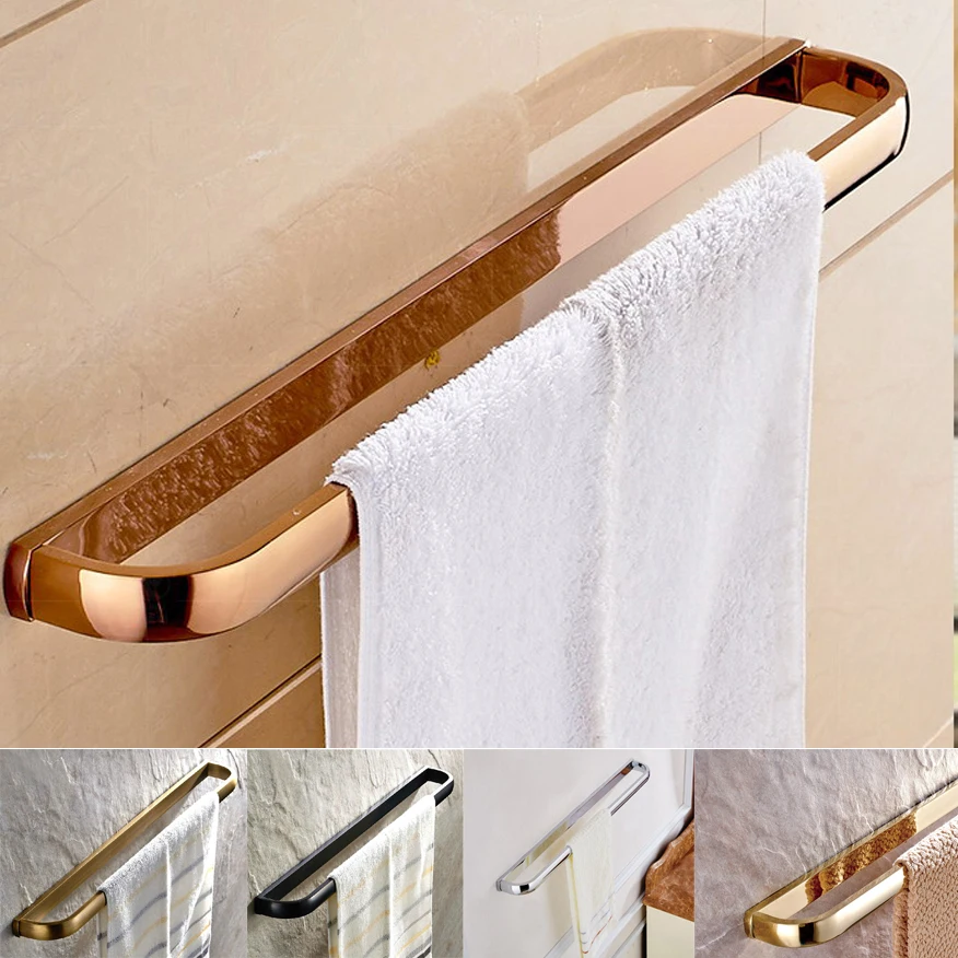 

Chrome/Gold/Black/Rose Gold/Antique Brass Bathroom Accessories Wall Mounted Single Towel Bar Shower Towel Rack Rails