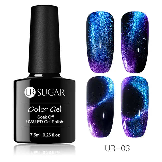 glassbottle 9D3 UR SUGAR 9D Chameleon Cat Eye Nail Gel Galaxy Magnetic Soak Off UV/LED Nail Varnish Semi Permanent Manicure Gel Lacquer 7.5ml - Цвет: glassbottle 9D3