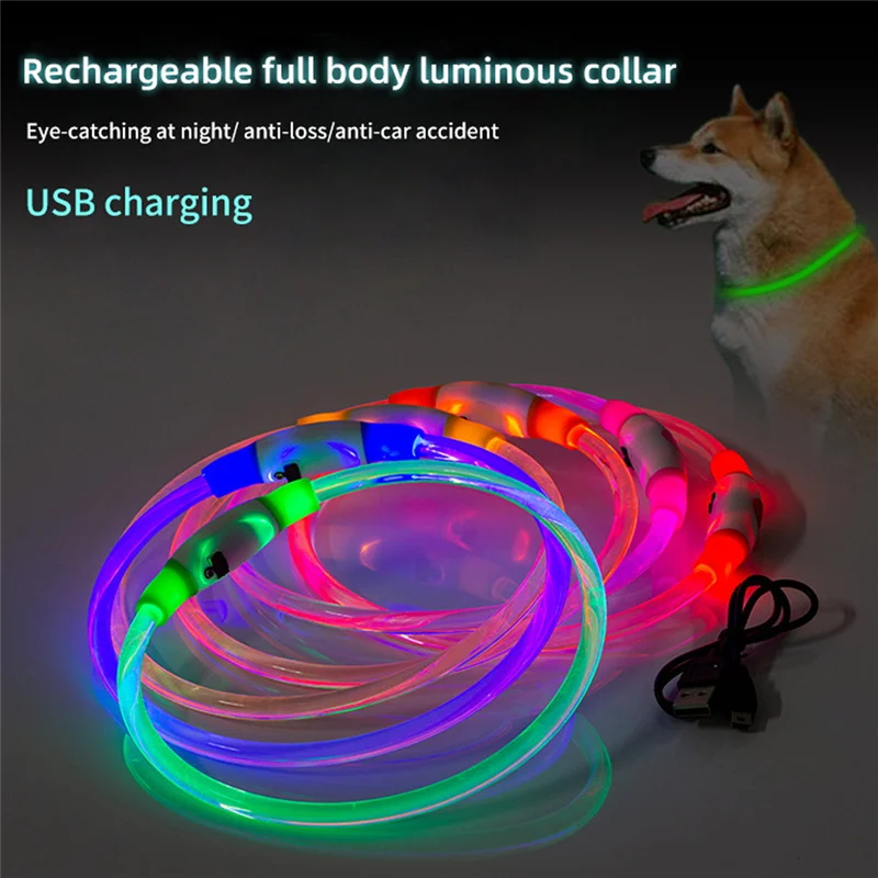 

Anti-Lost Avoid Car Accident Collar For Dogs Puppies Leads LED Supplies Pet Collar 70CM USB Charging LED Dog Collar