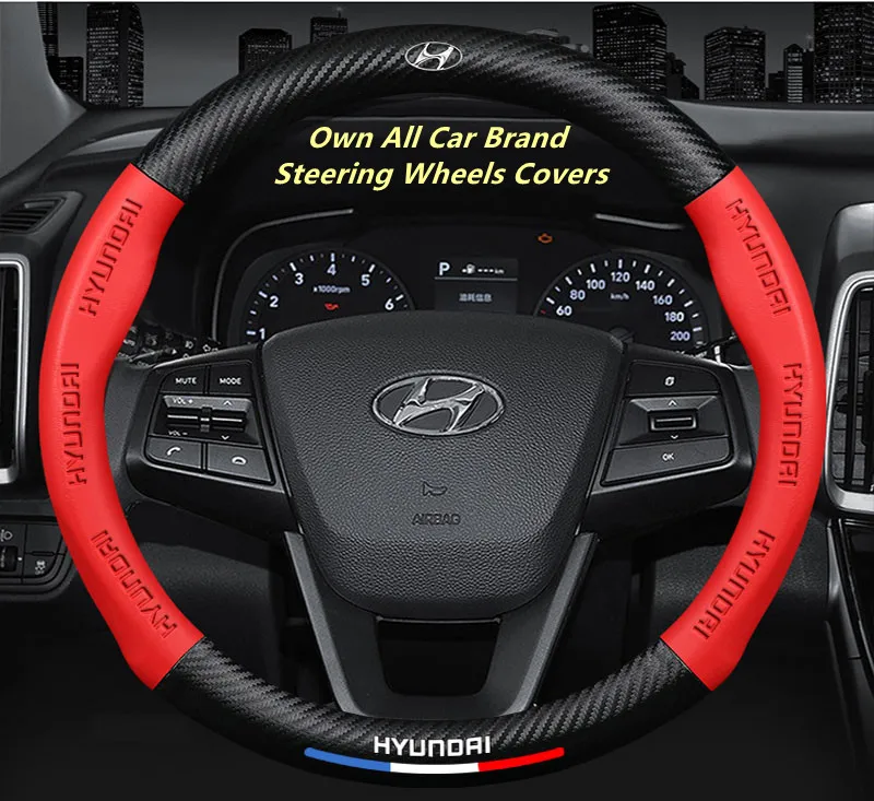 

Car Steering Wheel Cover Carbon Fiber Non-slip Leather Steering Wheel Handle Fit for Ford,Nissan,Mazda and All Other Cars