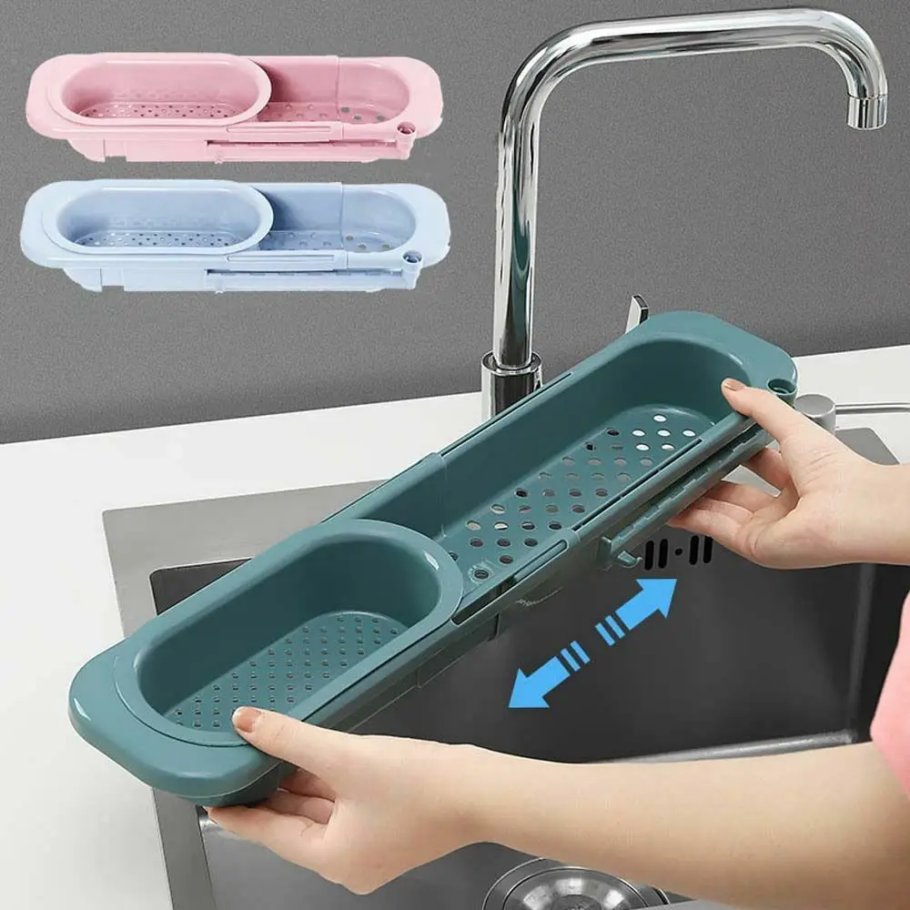 

1pc New Telescopic Sink Rack Kitchen Tool Expandable Storage Drain Basket Kitchen Household Adjustment Drain Basket Sink Rack