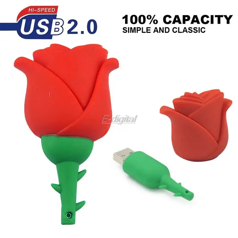 Новый дизайн Розовый цветок USB флэш накопитель милый usb 32 Гб 64 128 МБ флеш диск 2 0